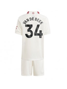 Billige Manchester United Donny van de Beek #34 Tredjedraktsett Barn 2023-24 Kortermet (+ Korte bukser)
